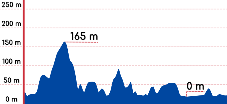 An elevation graph of the Daejeong to Pyoseon bike path.