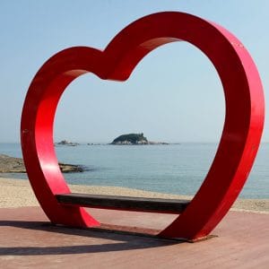An island through a heat off the coast of Korea on the Gangwon Bicycle Path.