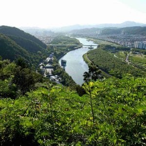 A picture of the Taehwa River In Ulsan, South Korea.