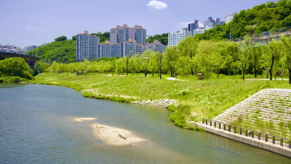 A picture Ipsokpo (입석포) at the mouth of the Jungnang Stream (중랑천) in Ichon Hangang Park (이촌한강공원), in Seoul, South Korea.