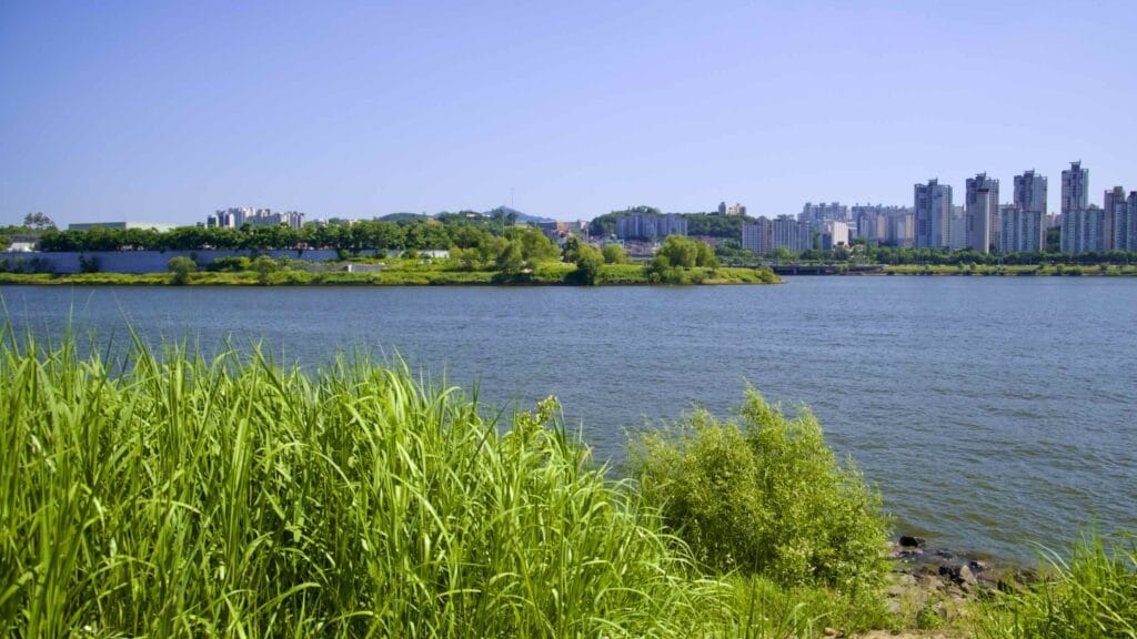 A picture of Nodeul Island (노들섬) near in the Han River in Seoul, South Korea.