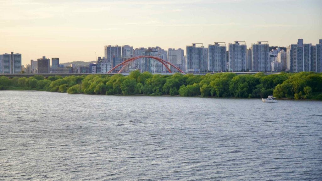 A picture of Bamseom Island (밤섬) near Yeouido Hangang Park (여의도한강공원) in Seoul, South Korea.