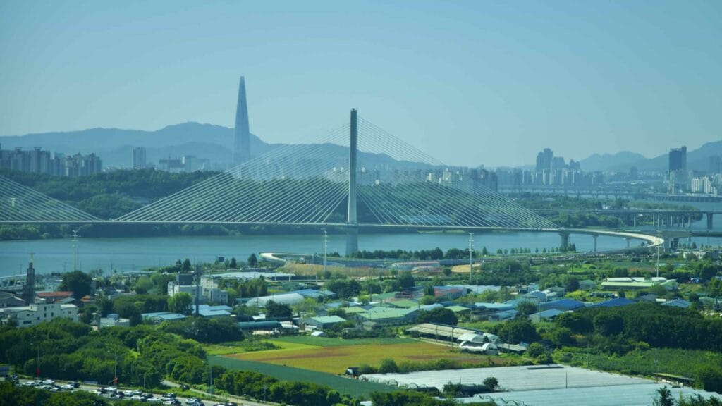 A picture of Guri Tower (구리타워) near the Hangang Bike Path in Guri City, South Korea.