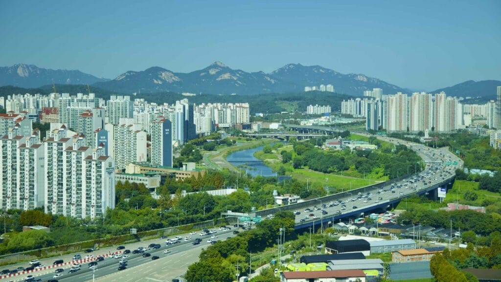 A picture of Guri Tower (구리타워) near the Hangang Bike Path in Guri City, South Korea.