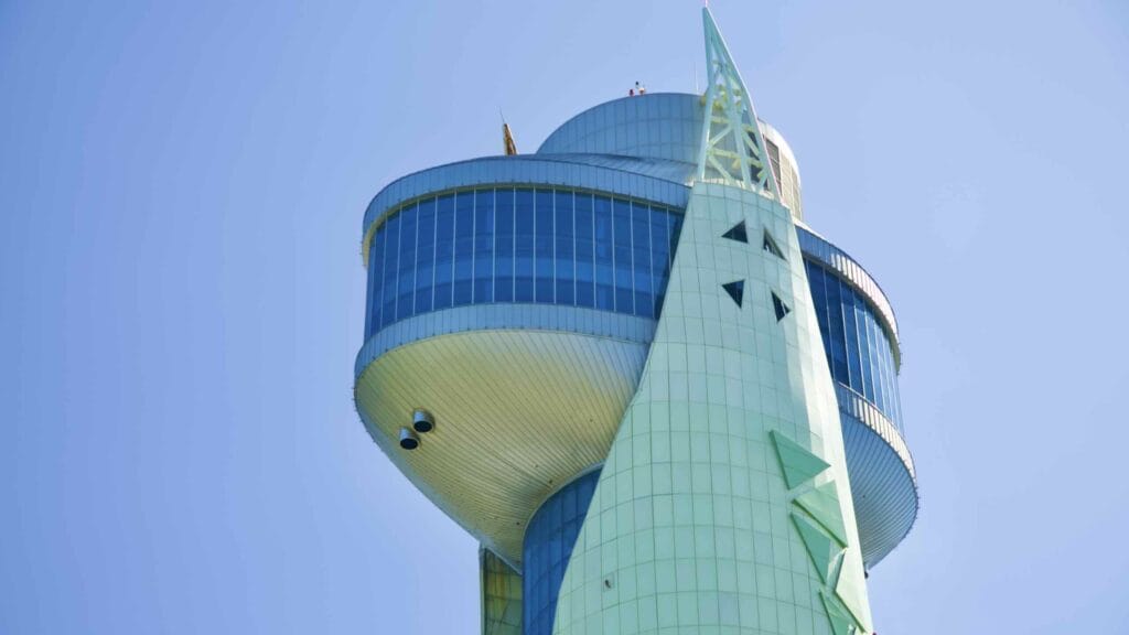 A picture of Hanam Union Tower (유니온타워) near the Hangang Bike Path in Hanam City, South Korea.