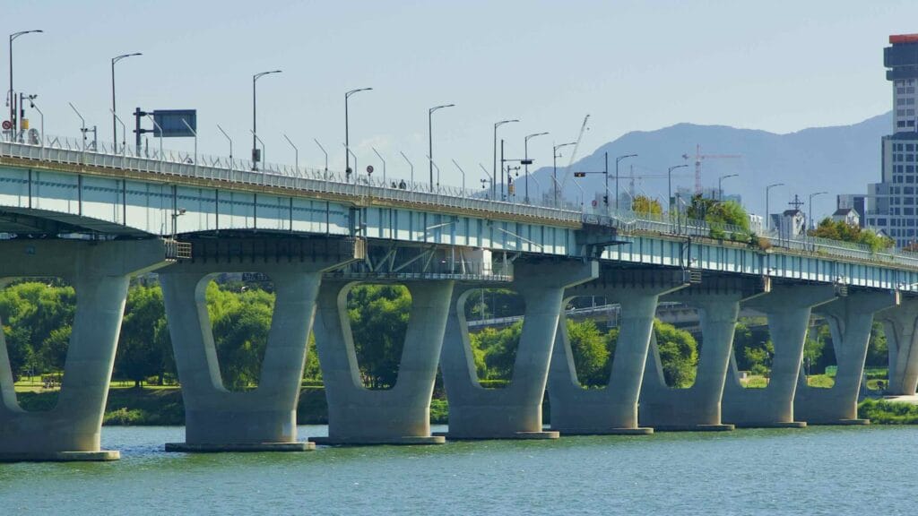 A picture of Riverview 8th Avenue (광진교 8번가) under Gwangjin Bridge (광진교) near Gwangnaru Hangang Park (광나루한강공원) in Seoul, South Korea.