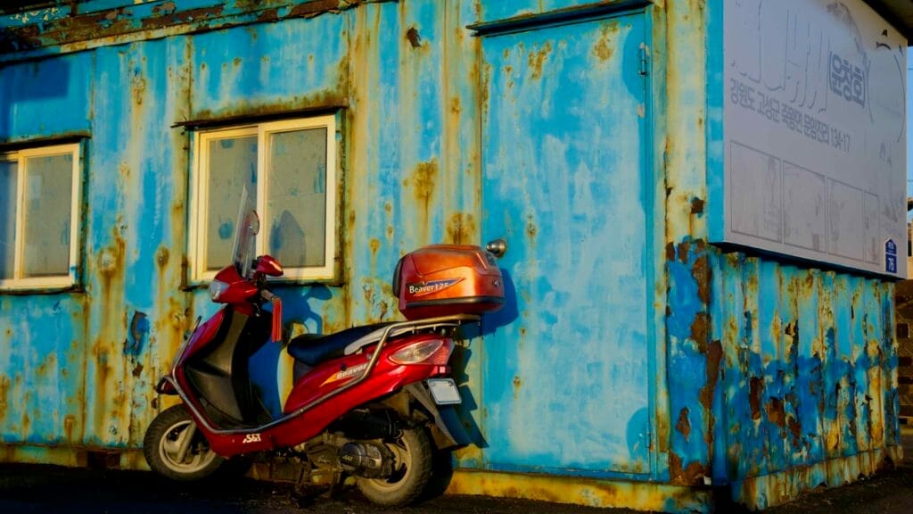 blue building