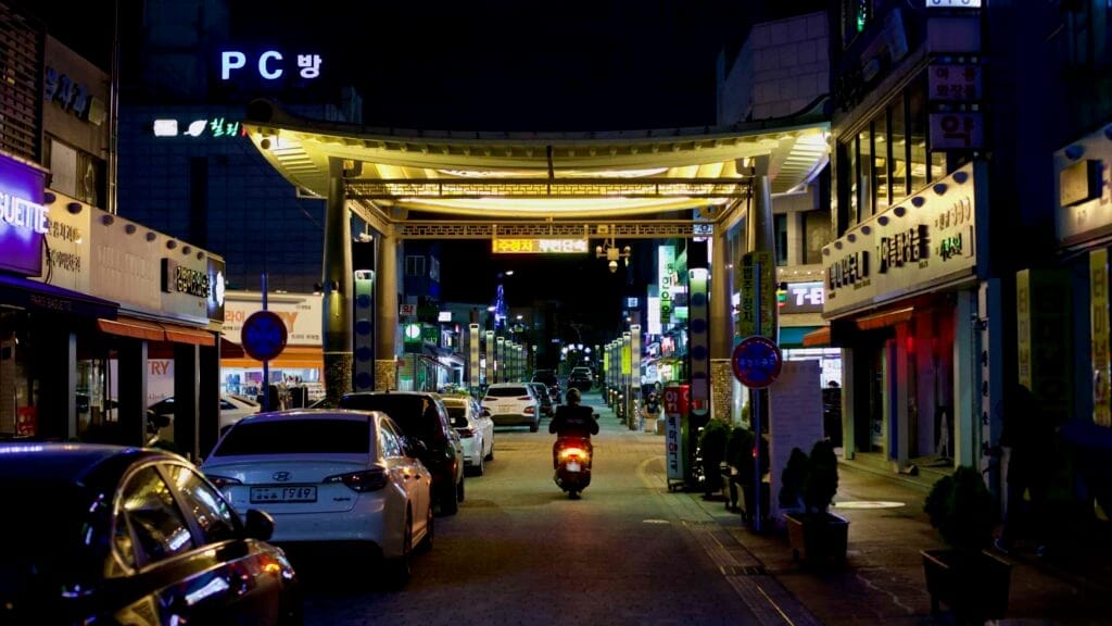 illuminated street