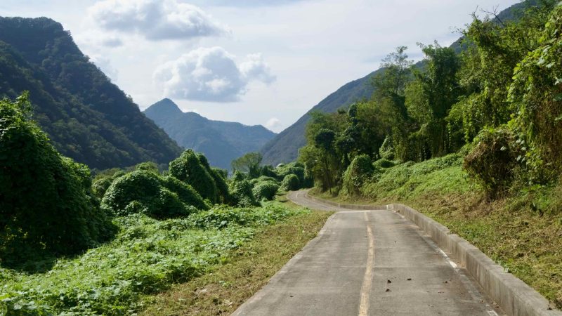 The Bukhangang path curls through a vine-covered valley near Chuncheon.
