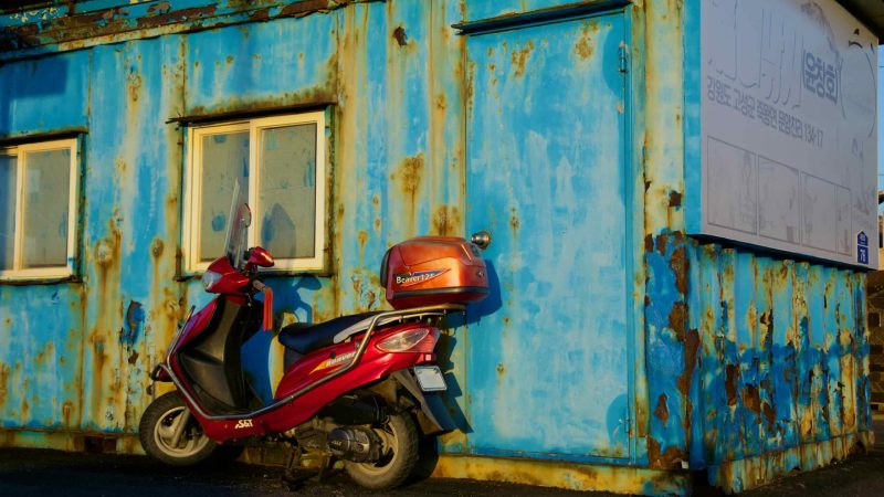 blue building