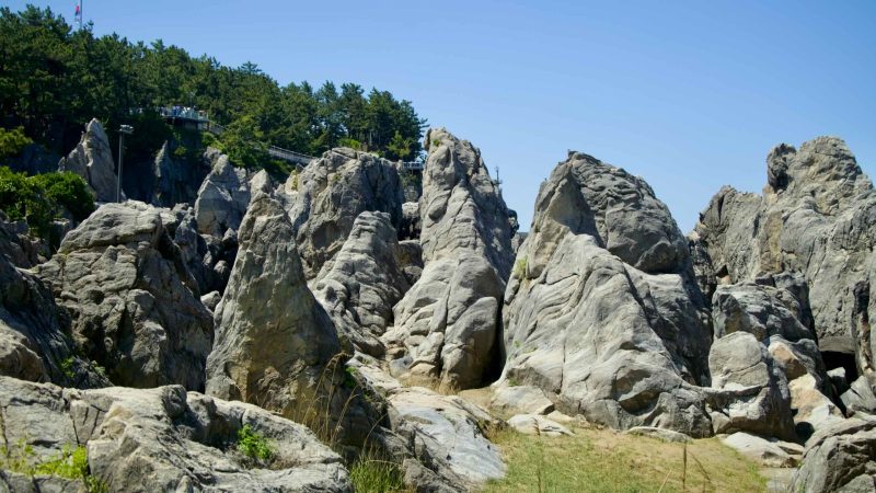 Majestic rock formations near the famous Chuam Candlestick Rock in Donghae.
