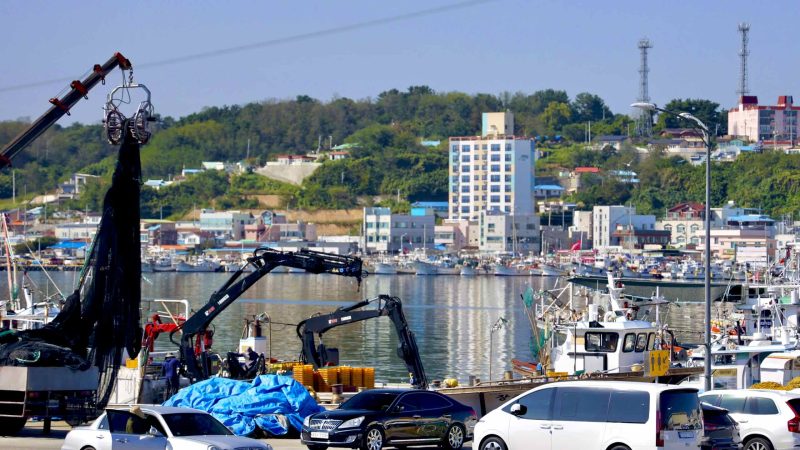 A picture of Jukbyeon Port (죽변항) along the Gyeongbuk (East Coast) Bicycle Path (동해안자전거길 (경북)) in Uljin County (울진군), South Korea.