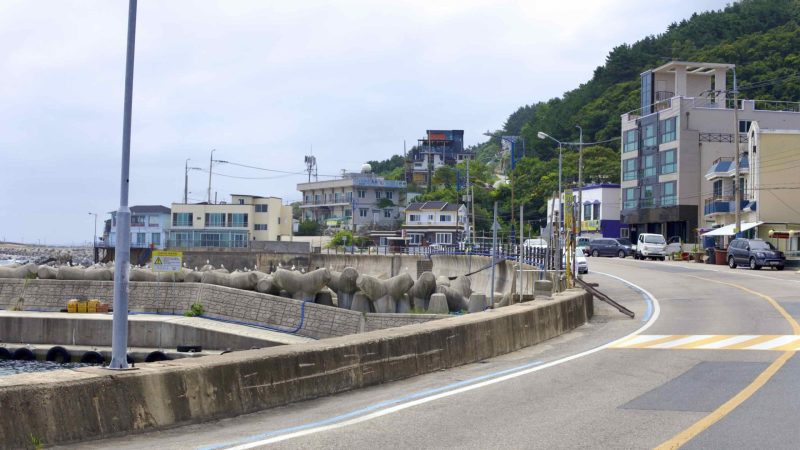 A picture of “Snow Crab Street” (영덕대게로) in Ganggu Port, Yeongdeok County, South Korea.