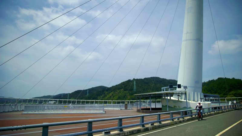 A picture of Gangjeong Goryeong Weir (강정고령보) along the Nakdong River in Daegu, South Korea.