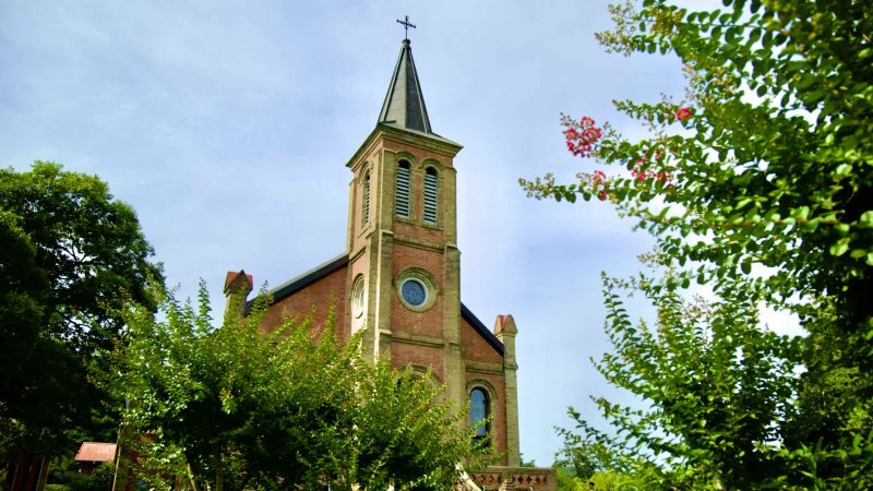 A picture of Gasil Catholic Church (가실성당) in Waegwan town (왜관읍) near the Nakdonggang Bike Path.