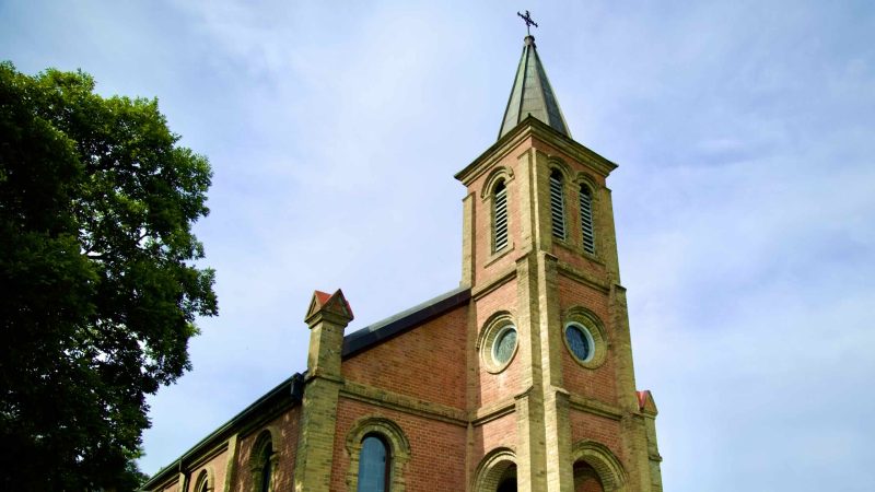 A picture of Gasil Catholic Church (가실성당) in Waegwan town (왜관읍) near the Nakdonggang Bike Path.
