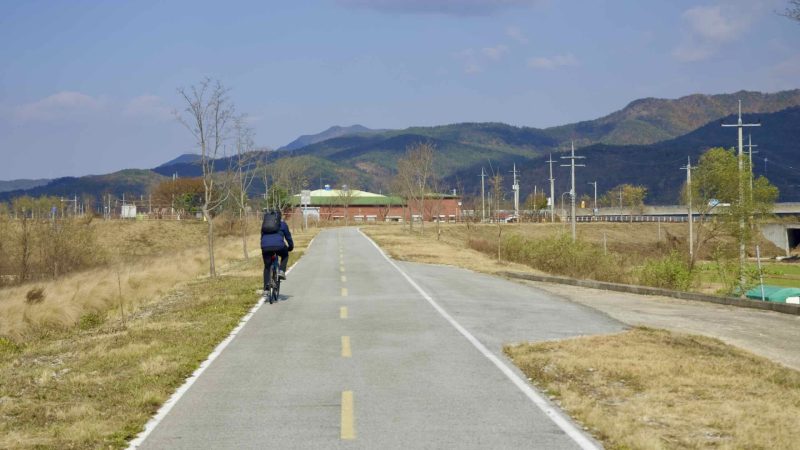 A picture of the Nakdonggang Bike Path (낙동강자전거길) in South Korea.