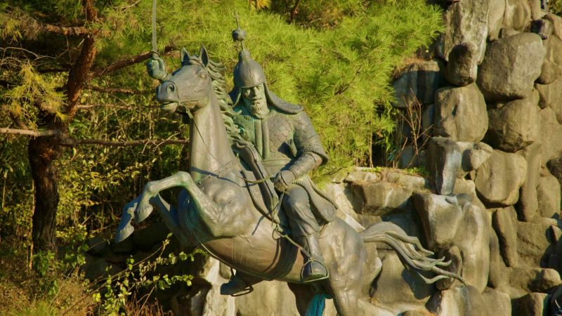 A picture of Gyeongcheondae Terrace (경천대) along the Nakdong River in Sangju City, South Korea.