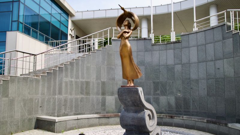 A picture of Changnyeong Haman Weir (창녕함안보) on the Nakdong River from the Nakdonggang Bike Path.