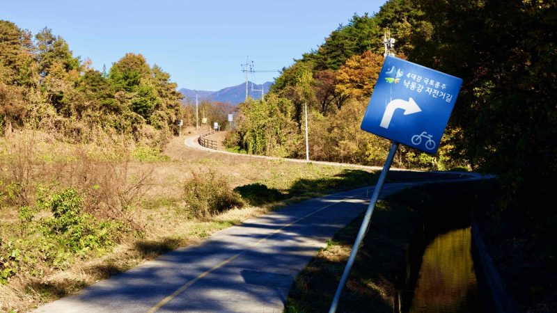 A picture of the Nakdonggang Bike Path (낙동강자전거길) along the Nakdong River in Dalseong Country, South Korea.
