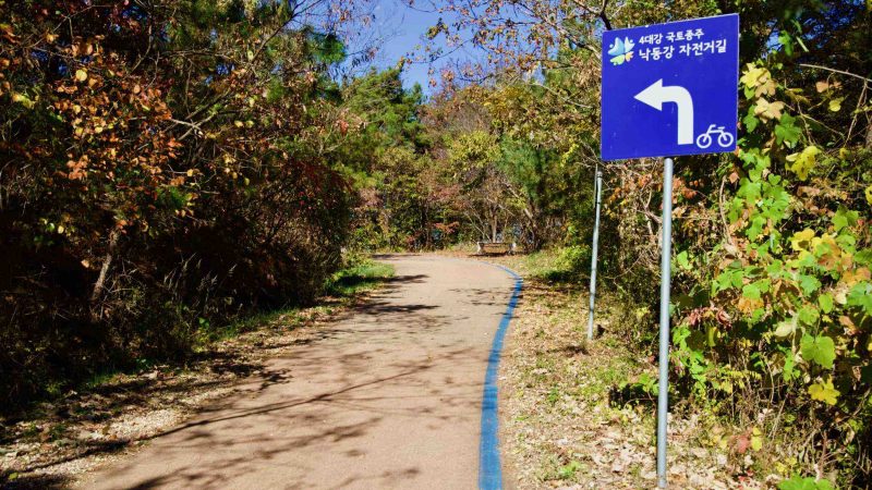 A picture of the Yeongaji (영아지고개) & Angaesil (안개실고개) Passes along the Nakdonggang Bike Path (낙동강자전거길) in Changnyeong County, South Korea.
