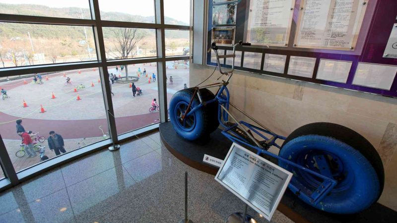 A picture of Sangju Bicycle Museum (상주자전거박물관) along the Nakdonggang Bike Path in Sangju City, South Korea.
